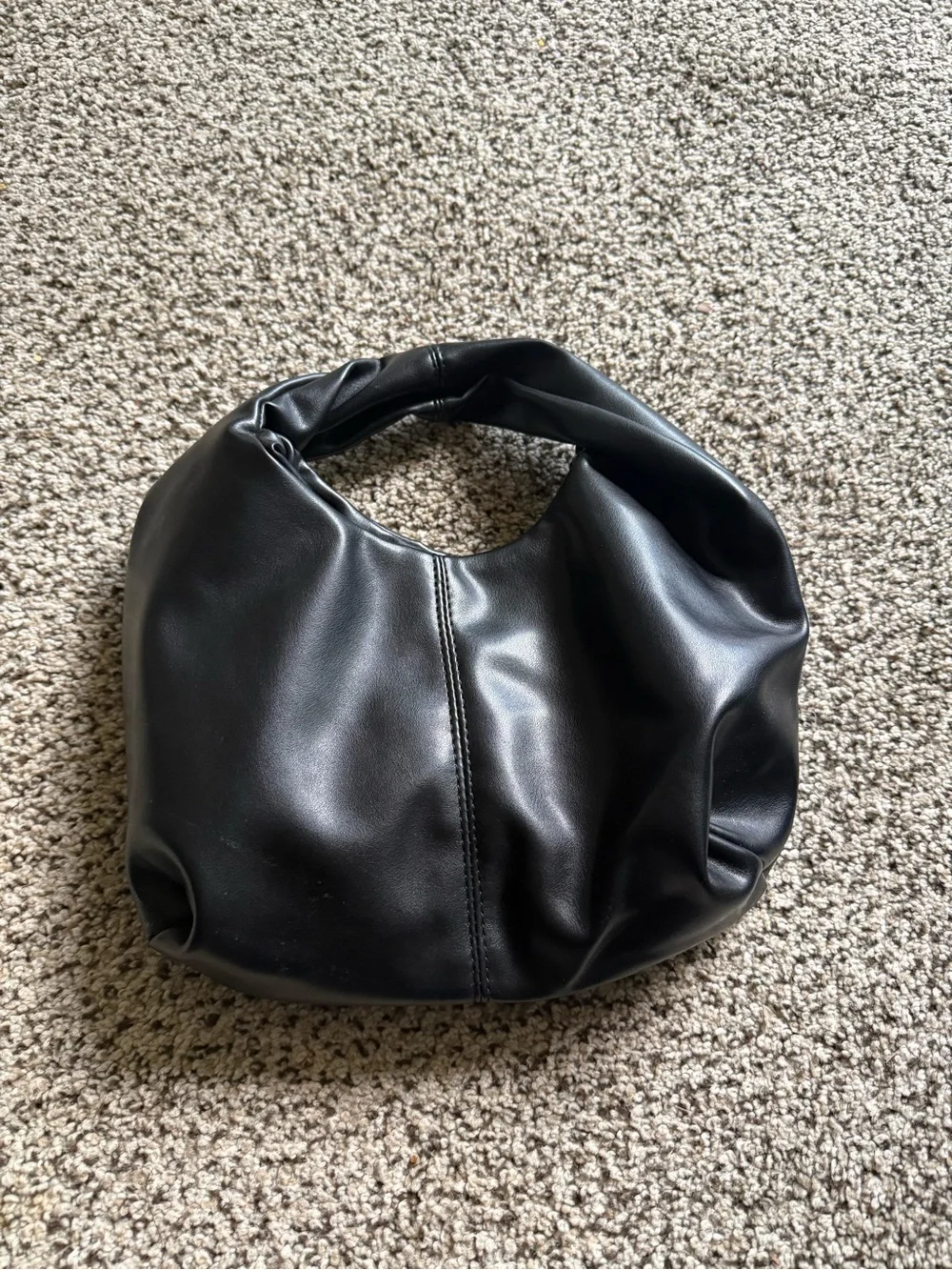 Black Soft Hobo Shoulder Bag - Minimalist Everyday Tote